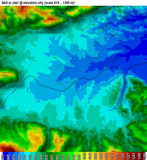 Ḩabīl al Jabr elevation map