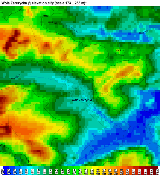 Wola Żarczycka elevation map