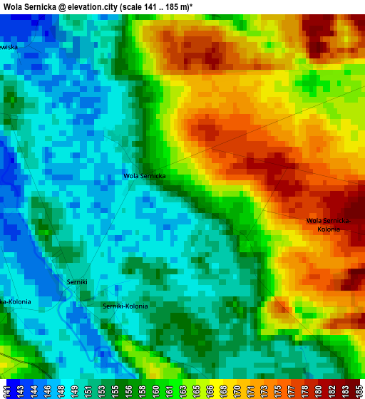 Wola Sernicka elevation map