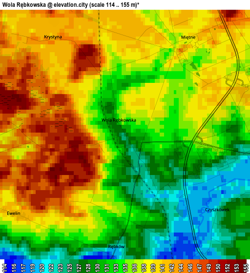 Wola Rębkowska elevation map