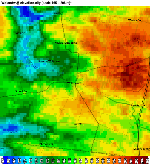 Wolanów elevation map