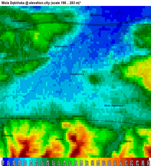 Wola Dębińska elevation map