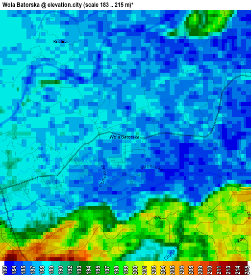 Wola Batorska elevation map