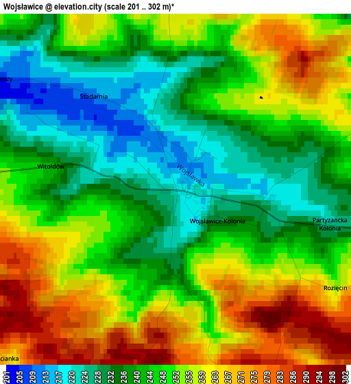 Wojsławice elevation map