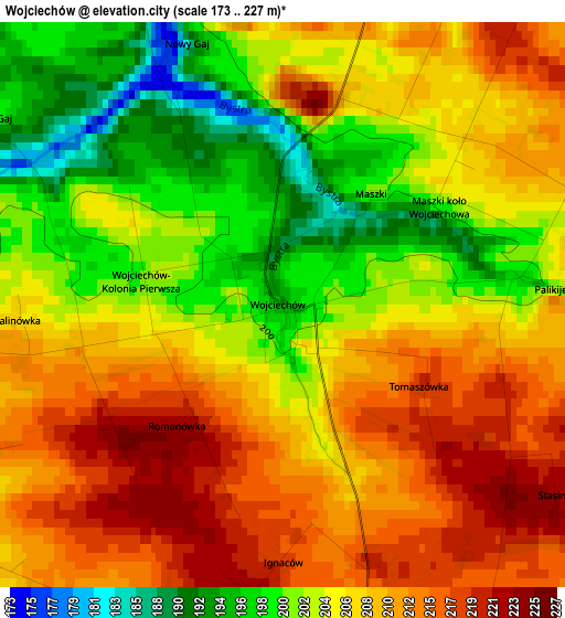 Wojciechów elevation map