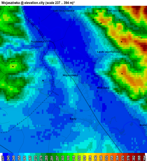 Wojaszówka elevation map