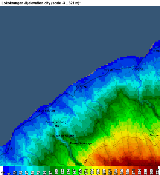 Lokokrangan elevation map