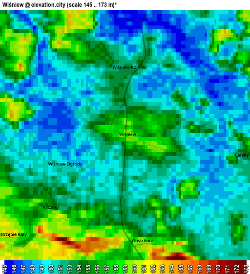 Wiśniew elevation map