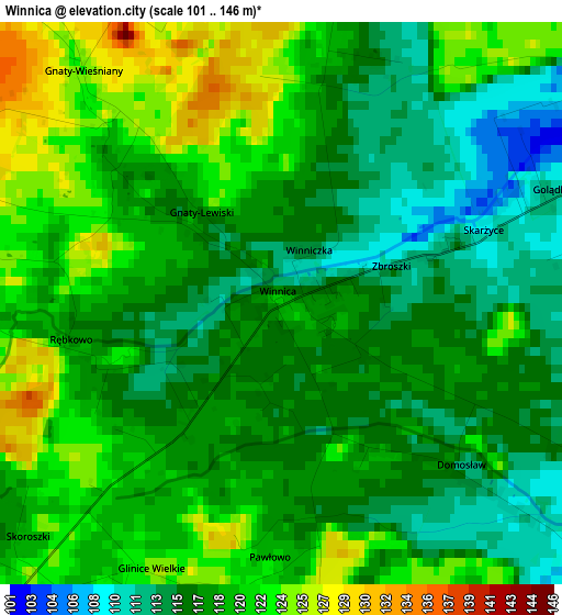 Winnica elevation map