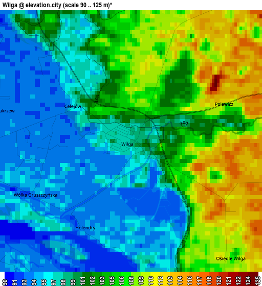 Wilga elevation map