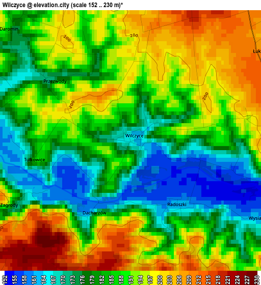 Wilczyce elevation map