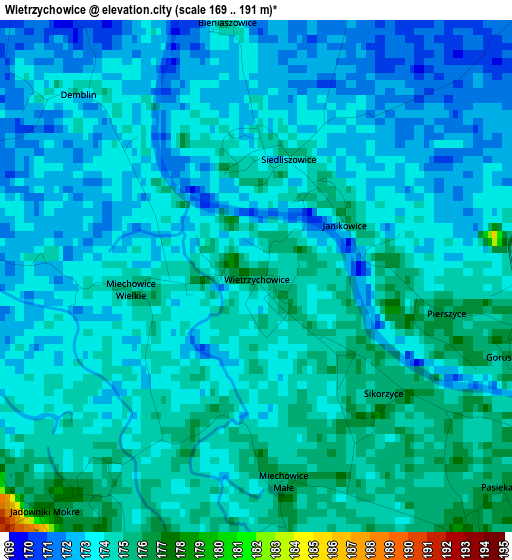 Wietrzychowice elevation map