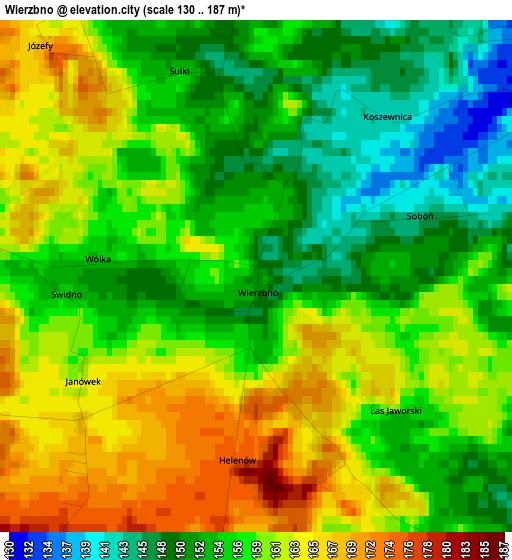 Wierzbno elevation map