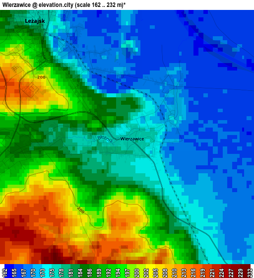 Wierzawice elevation map