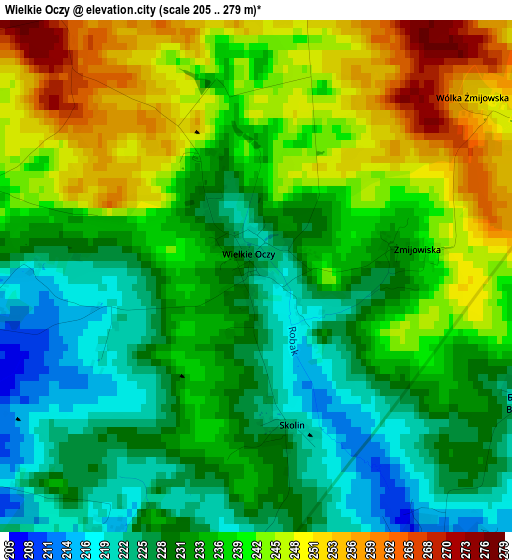 Wielkie Oczy elevation map