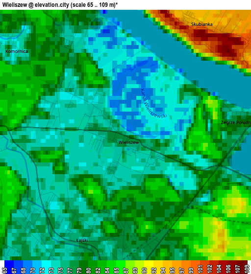 Wieliszew elevation map