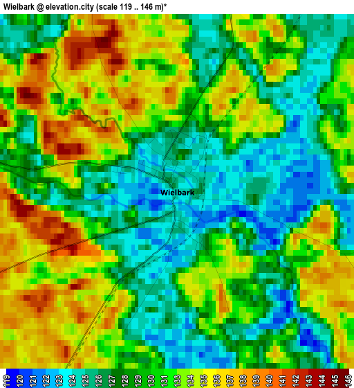 Wielbark elevation map