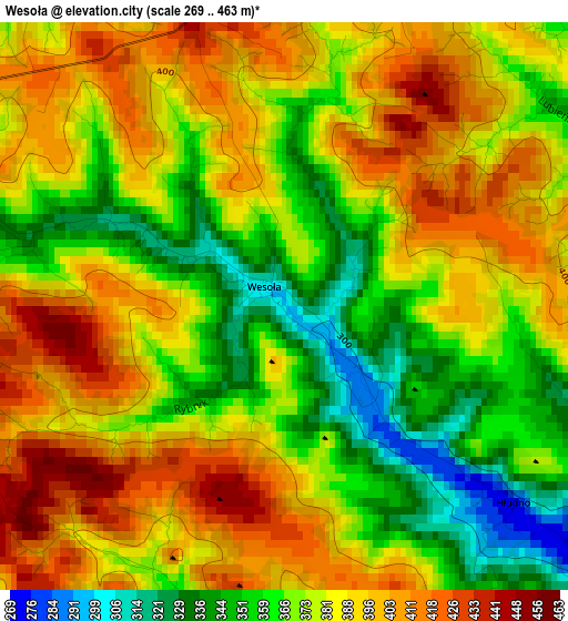 Wesoła elevation map