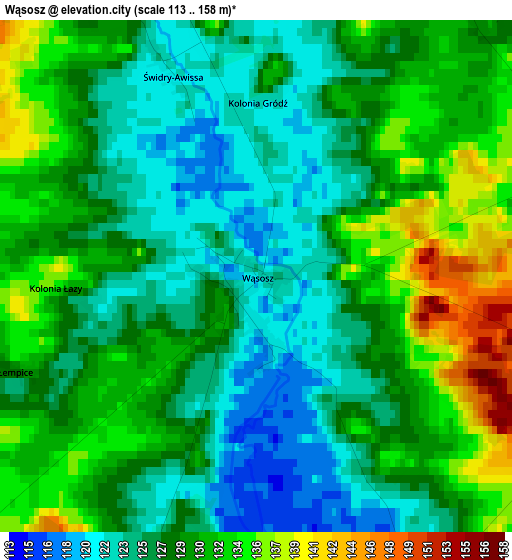 Wąsosz elevation map