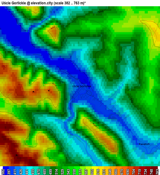 Uście Gorlickie elevation map