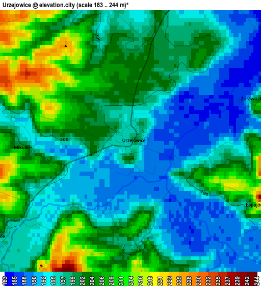 Urzejowice elevation map