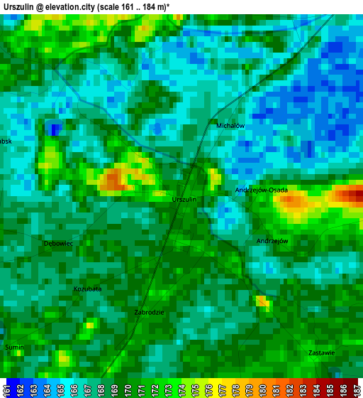 Urszulin elevation map