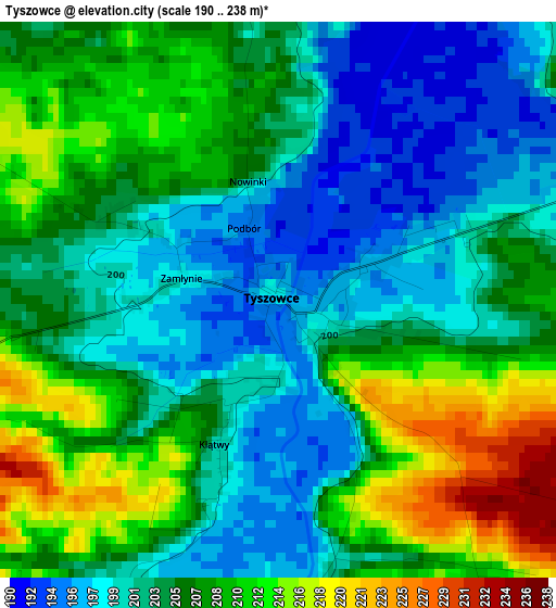 Tyszowce elevation map