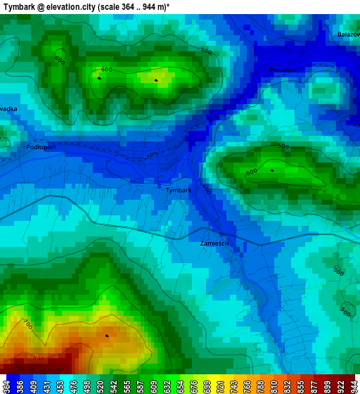 Tymbark elevation map