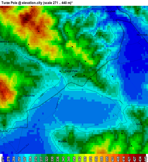 Turze Pole elevation map