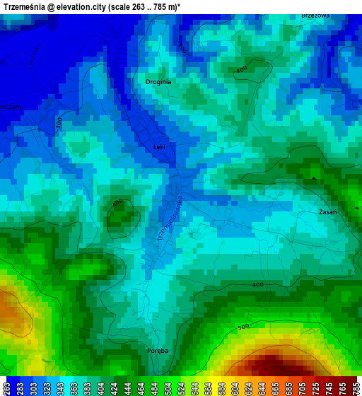 Trzemeśnia elevation map