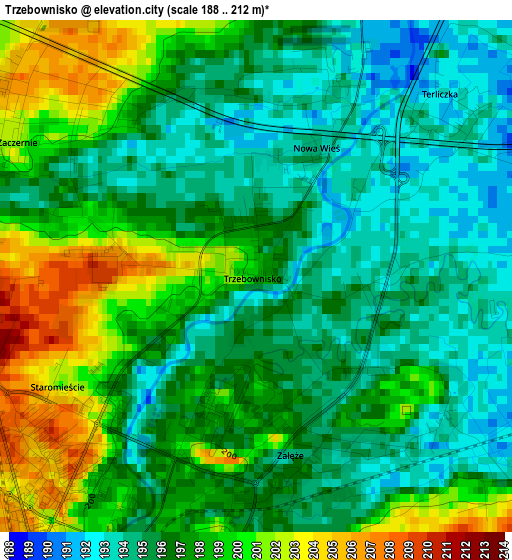 Trzebownisko elevation map