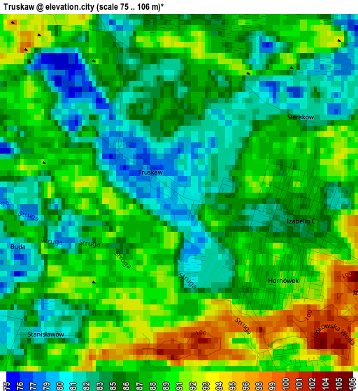 Truskaw elevation map