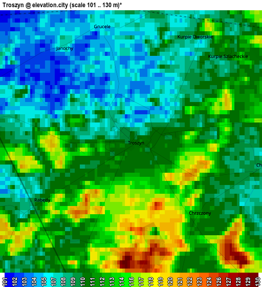 Troszyn elevation map