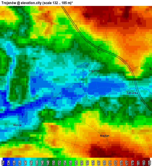 Trojanów elevation map