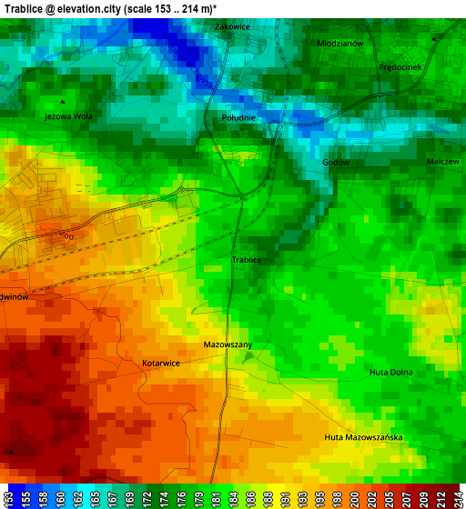 Trablice elevation map