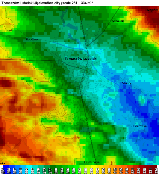 Tomaszów Lubelski elevation map