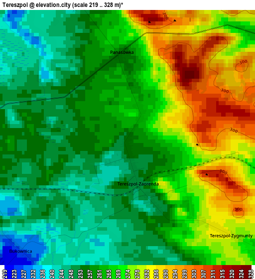 Tereszpol elevation map