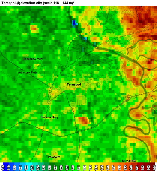 Terespol elevation map