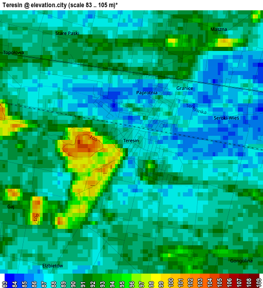 Teresin elevation map