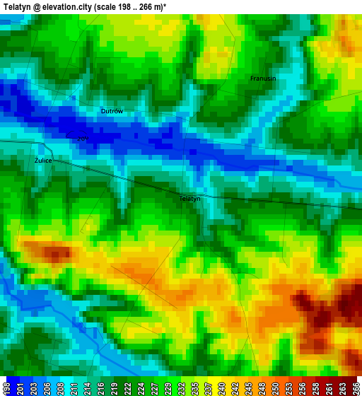 Telatyn elevation map