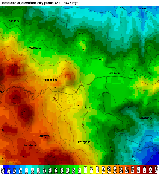 Mataloko elevation map