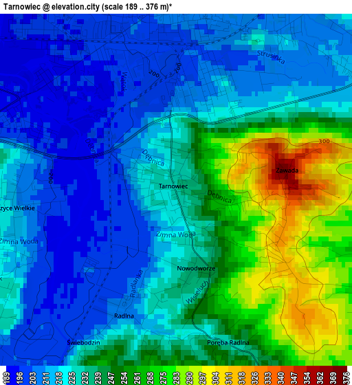 Tarnowiec elevation map