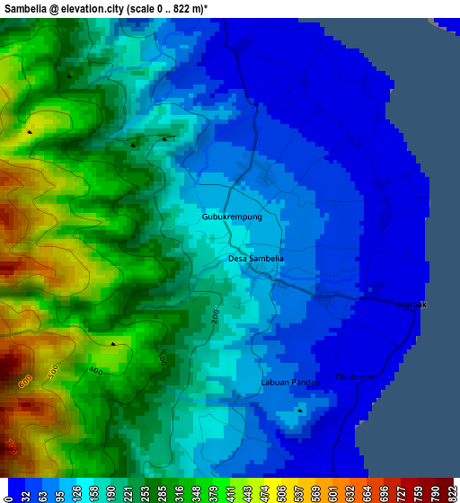 Sambelia elevation map
