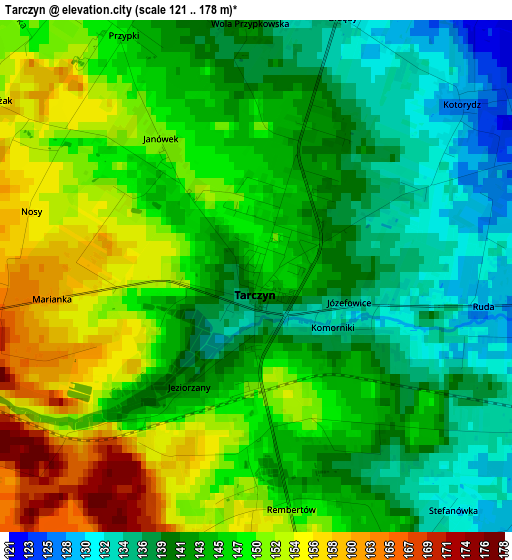 Tarczyn elevation map