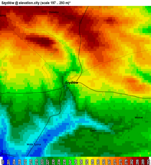 Szydłów elevation map