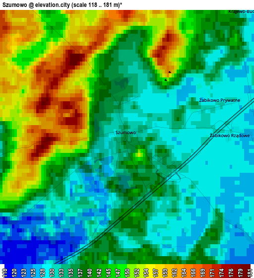 Szumowo elevation map