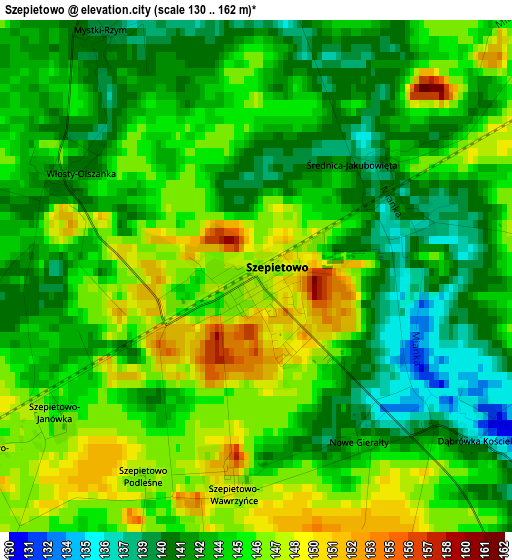 Szepietowo elevation map