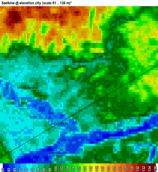 Szelków elevation map