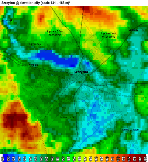 Szczytno elevation map