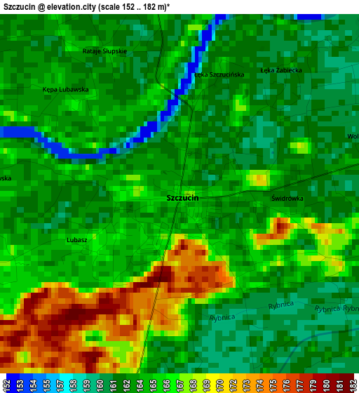 Szczucin elevation map